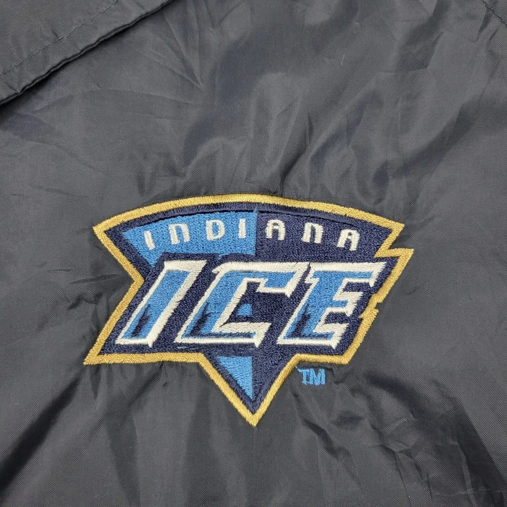 Port and Company Indiana Ice Windbreaker Jacket Mens Large Blue Nylon Snap Front